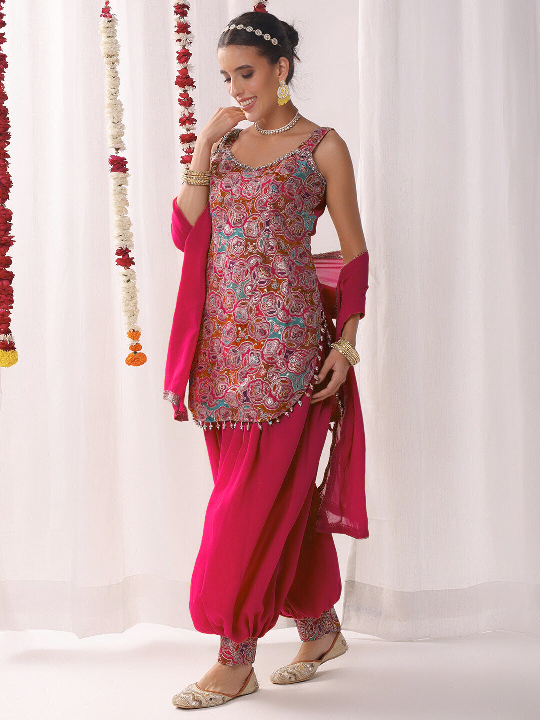 Multicolor Resham Embroidered Kurta Set