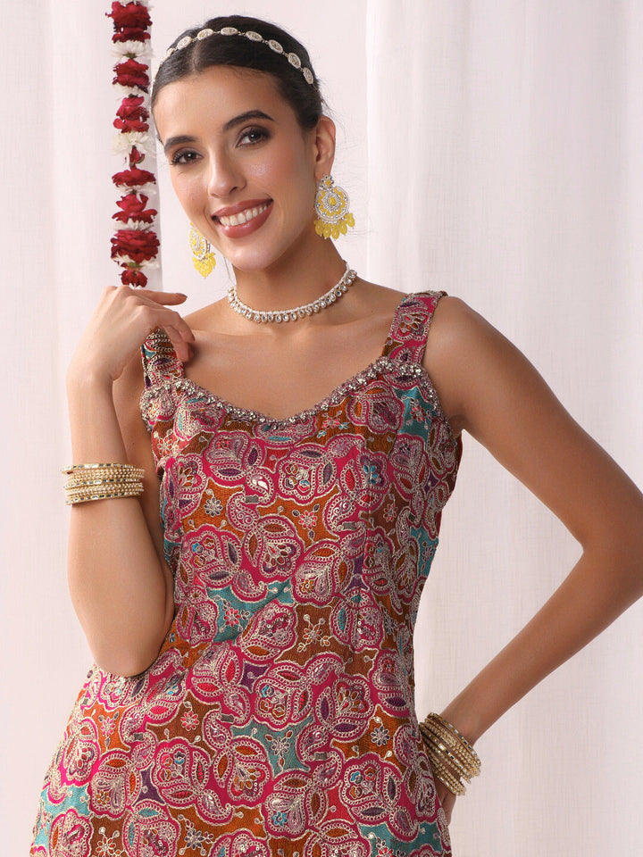 Multicolor Resham Embroidered Kurta Set