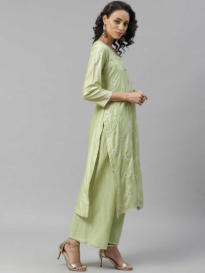 Chikankari Resham Embroidery Semi-stitched suit with Lace Dupatta