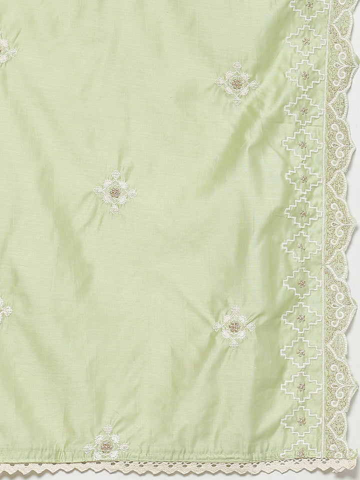 Chikankari Resham Embroidery Semi-stitched suit with Lace Dupatta