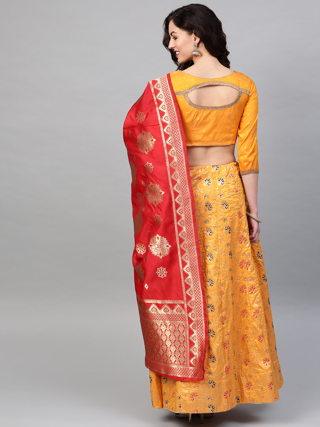 Banarasi Woven Kalidar Semi-stitched Lehenga