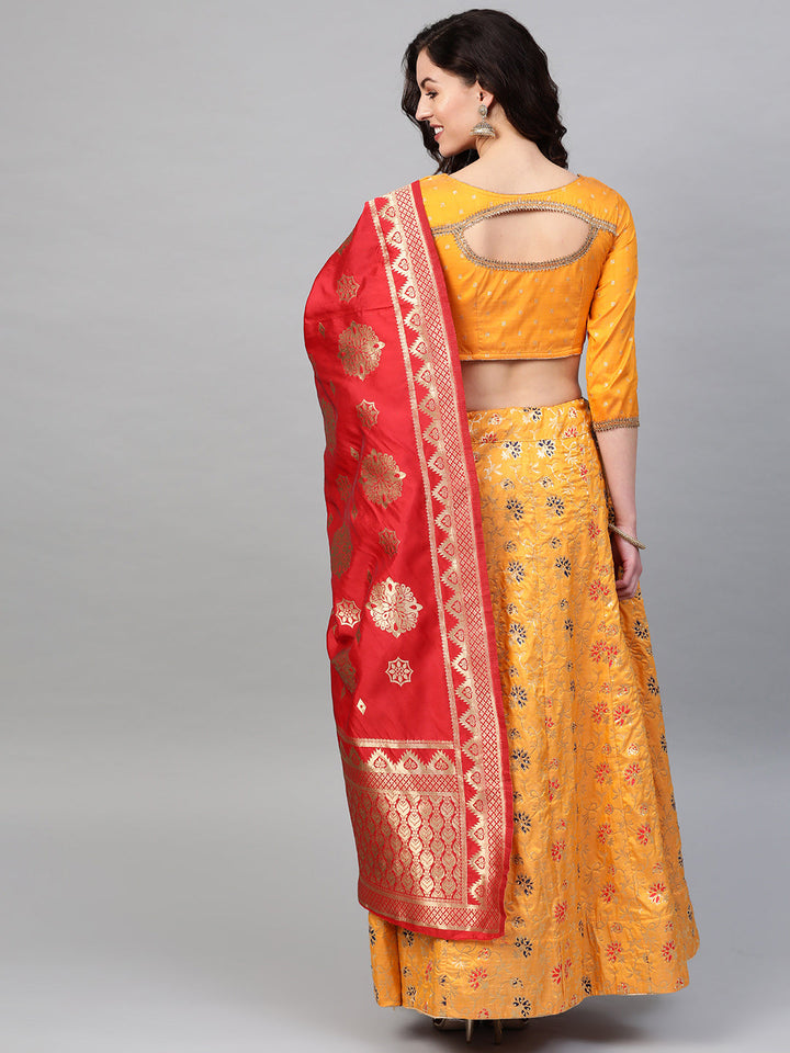 Banarasi Woven Kalidar Semi-stitched Lehenga
