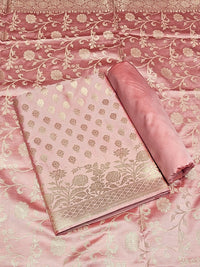 Chhabra 555 Two-toned Banarasi Silk Dress Material with Floral Woven Motifs & Jhalar dupatta