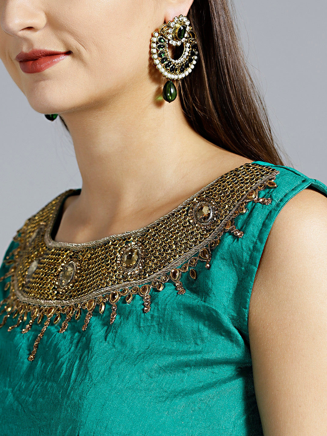Contemporary Striped Lehenga with Zircon Embellished Crop top