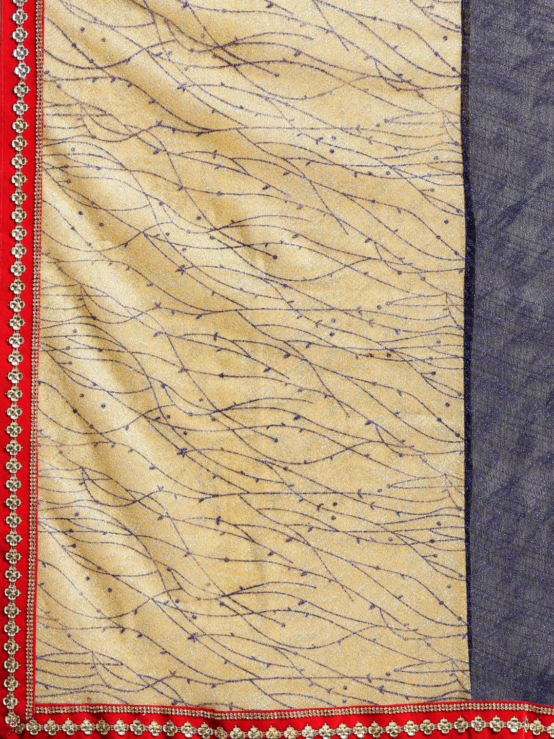 Embellished Lycra Panelled Saree with Metallic Foil Print