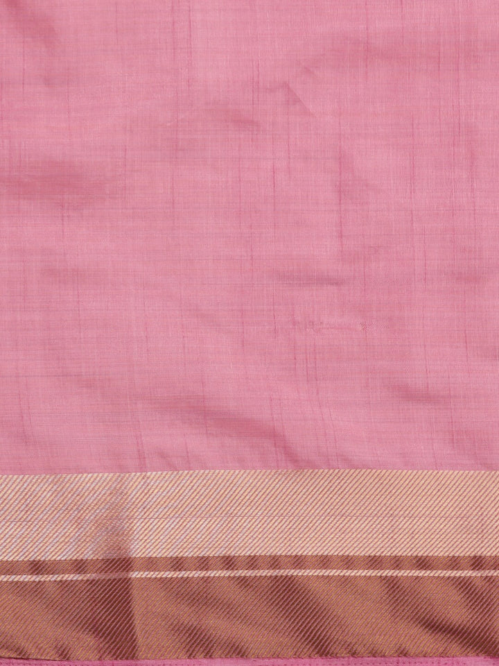 Handloom Chanderi Saree with ReshamEmbroidery intricate Floral Butas &Zari Ethnic Border