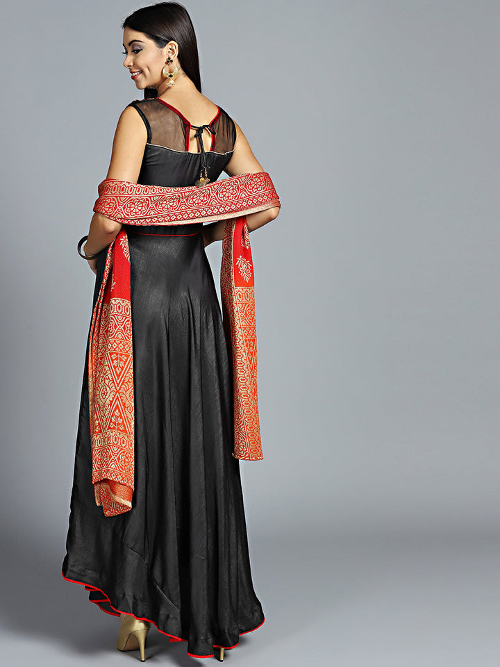 Tribal Inspired Anarkali Suit with Foil Print Dupatta