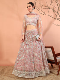 Chhabra 555 Pink Embroidery & Mirror Work Choli With Embroidered Lehenga Set & Embellished Dupatta