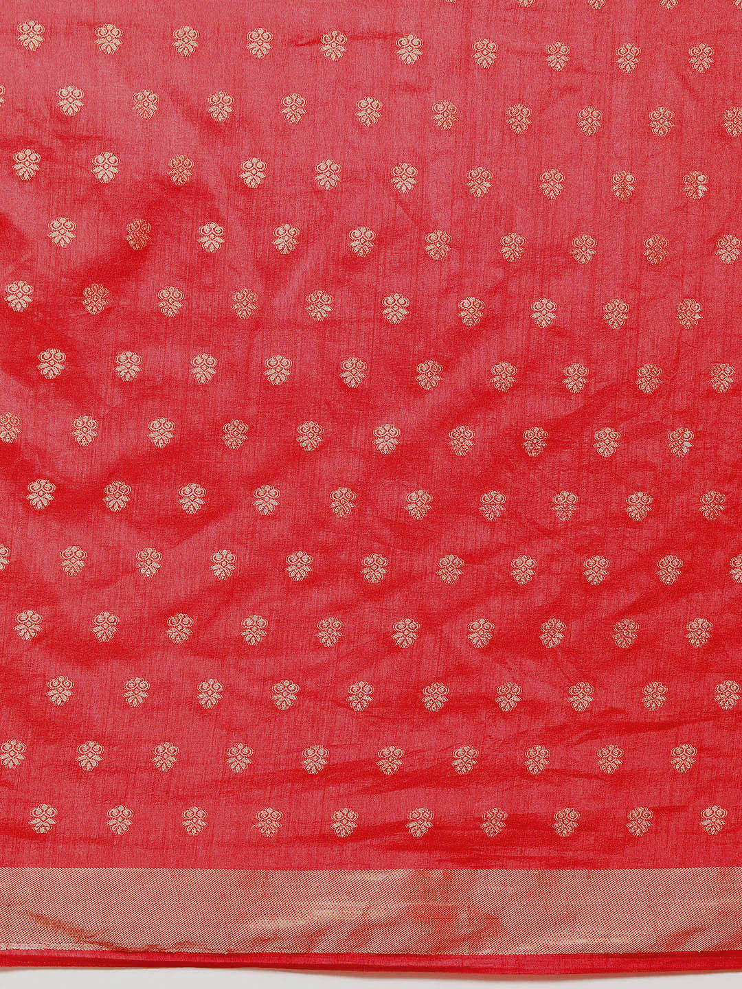 Red Resham & Zari Woven Bordered Silk Saree with Ethnic Motifs
