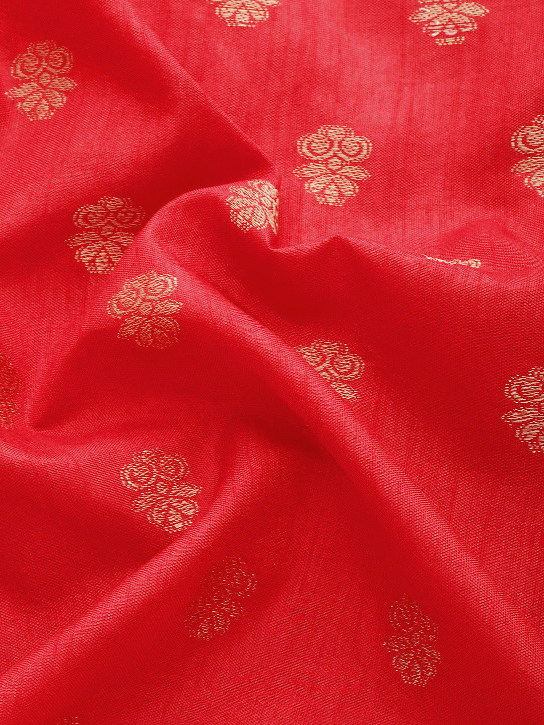 Red Resham & Zari Woven Bordered Silk Saree with Ethnic Motifs