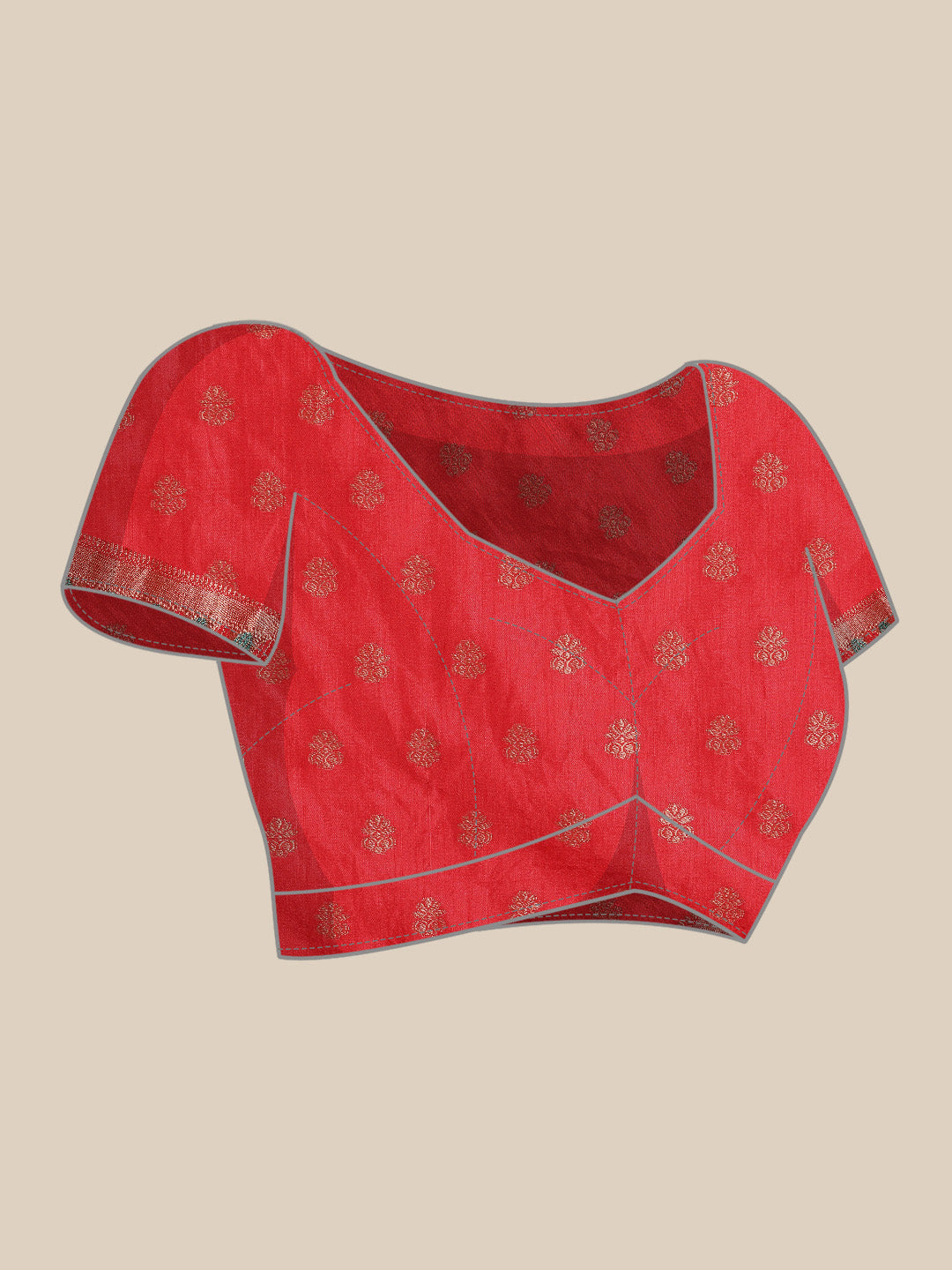 Red Resham & Zari Woven Bordered Silk Saree with Ethnic Motifs