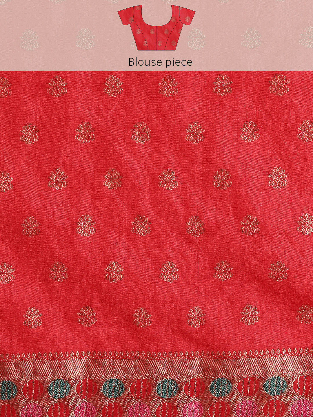 Red Resham & Zari Woven Bordered Silk Saree with Ethnic Motifs