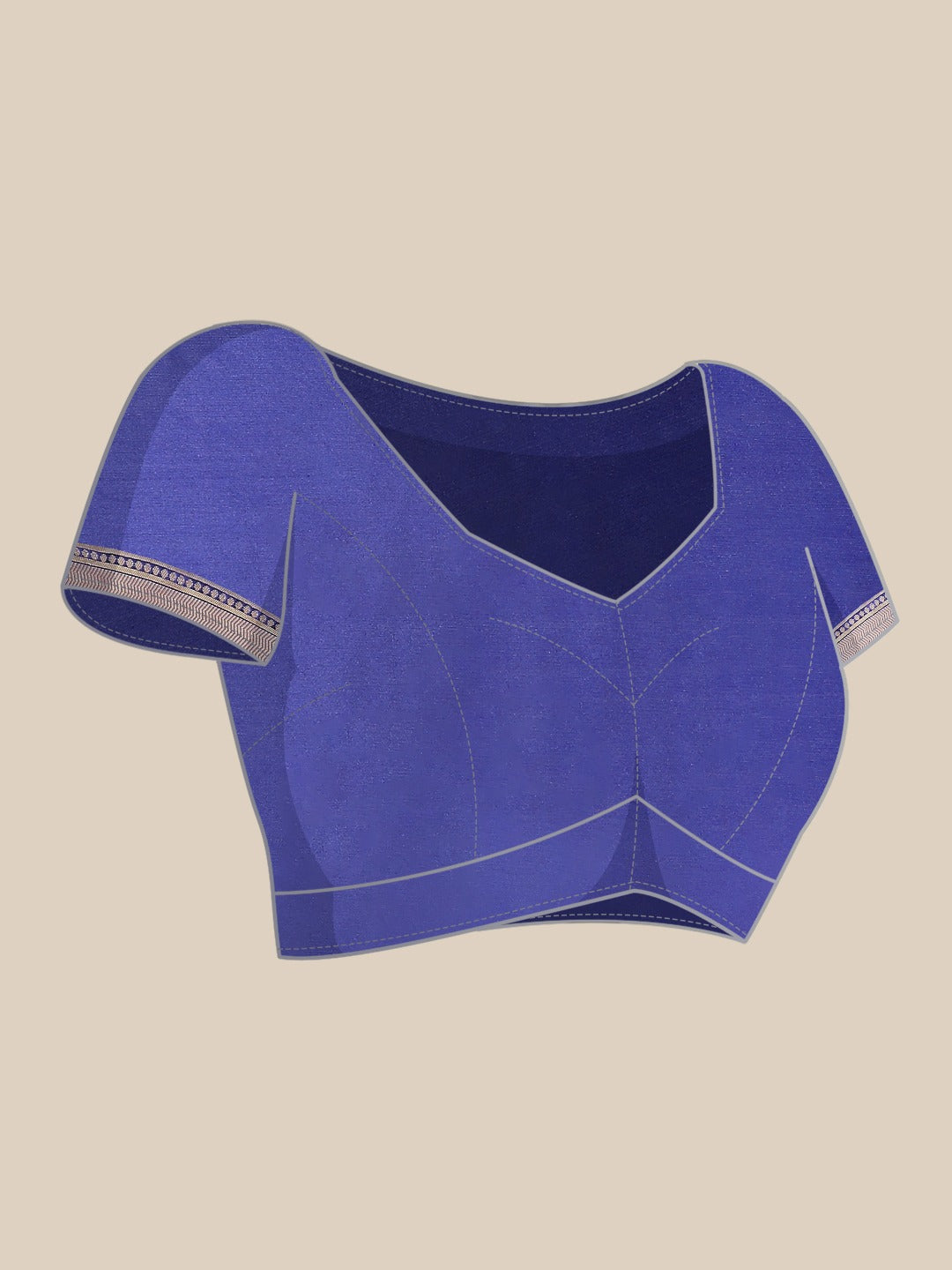 Blue & Teal Geometrical Silk Blend Banarasi Saree with Color Blocking