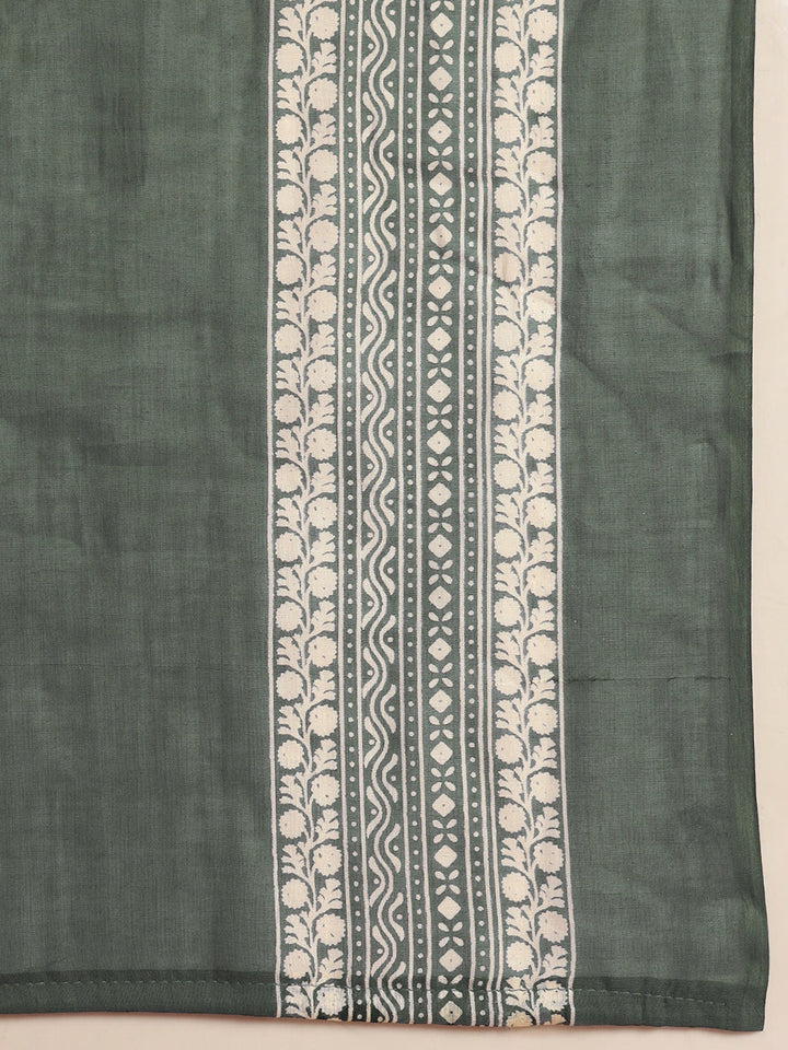 Mirror Embellished Cotton Suit Dupatta with Schiffli Laces & Reverse Tropical Print