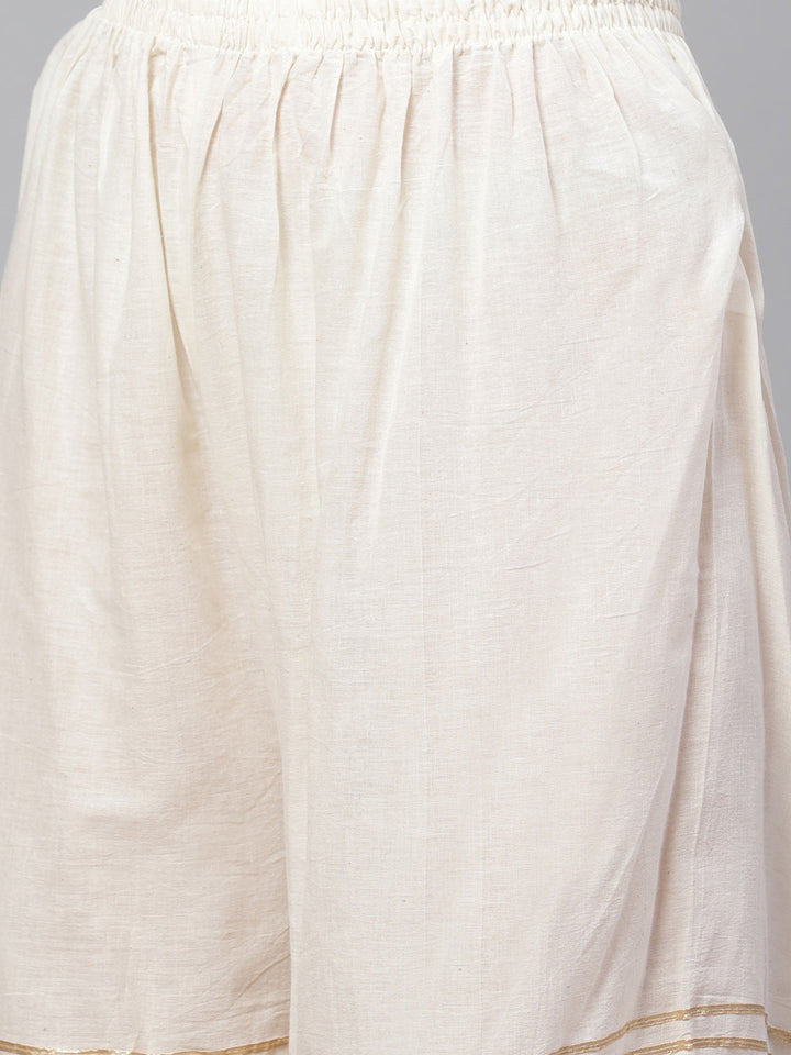 Pure Cotton Cambric Block Printing Dress Material with Gotta-Patti Embroidery & Sharara