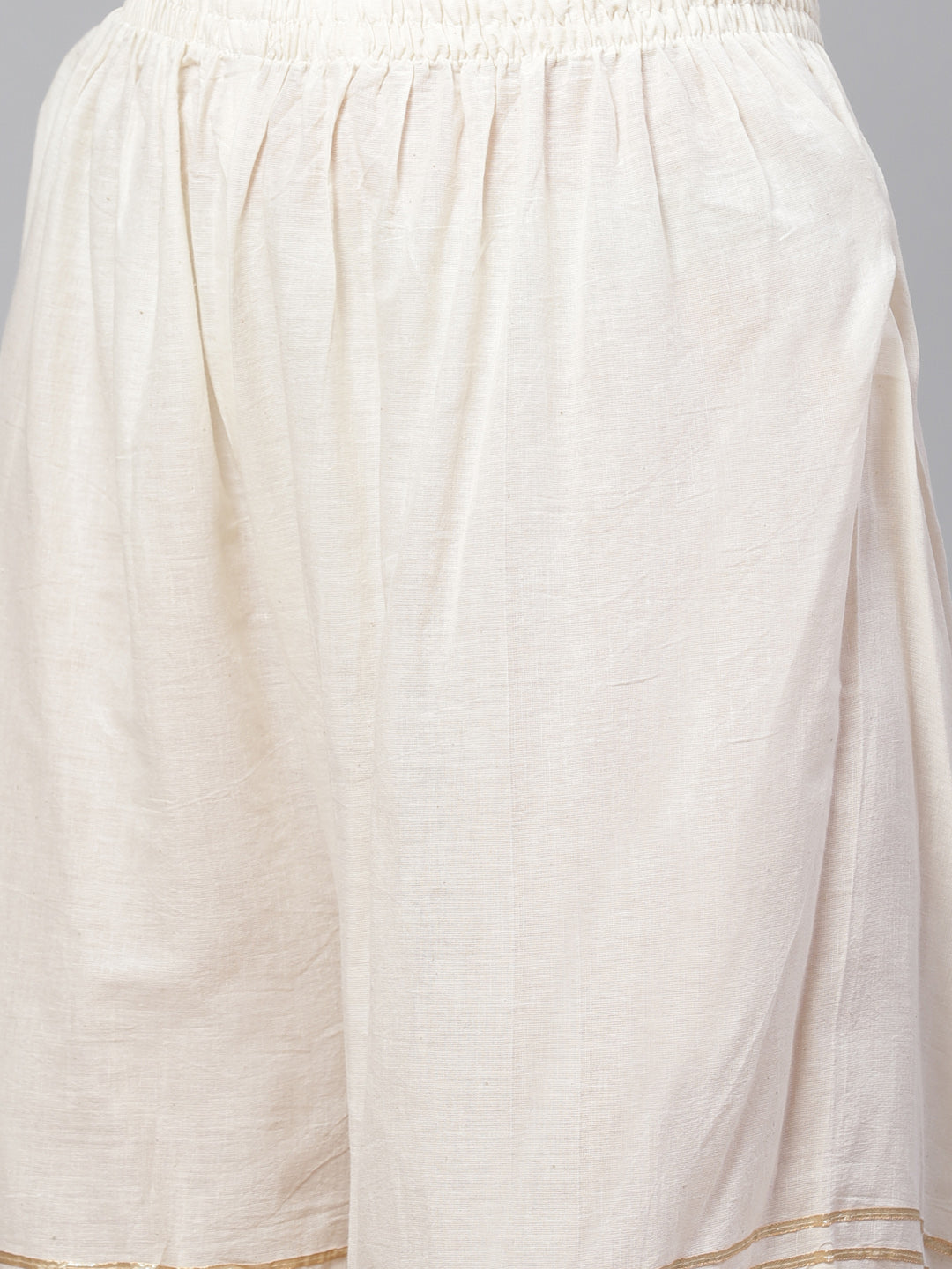 Pure Cotton Cambric Block Printing Stitched Suit with Gotta-Patti Embroidery & Sharara
