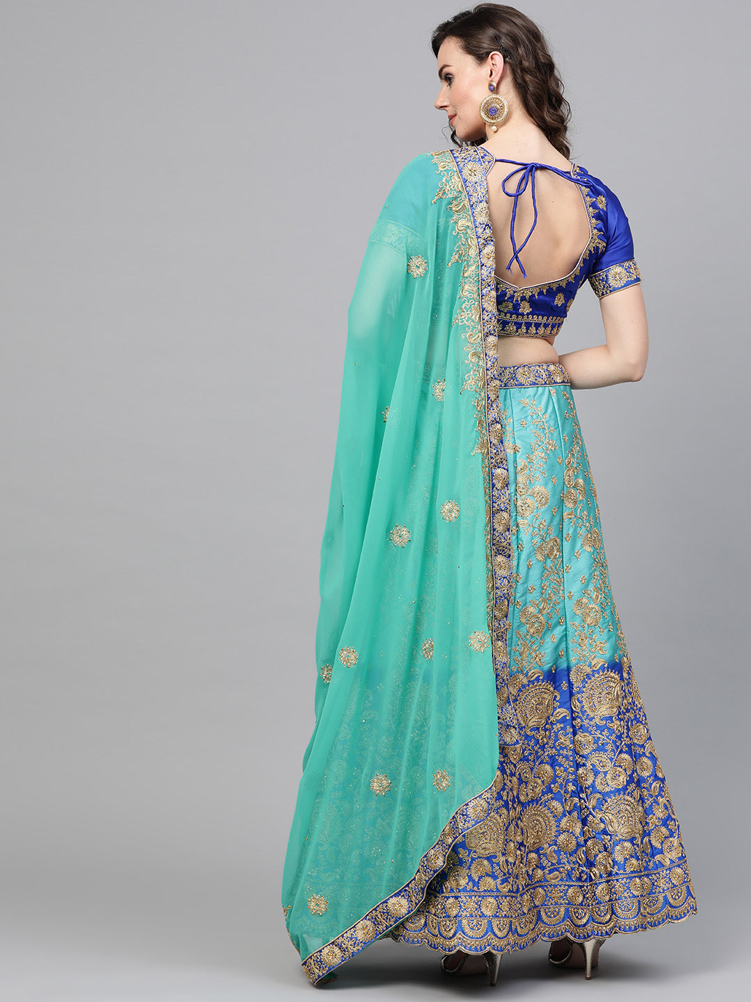 Ombre Kalidar Lehenga set with Floral Zari embroidery