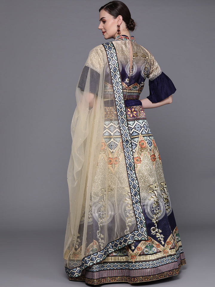 Semi-stitched Digital Print Lehenga Set