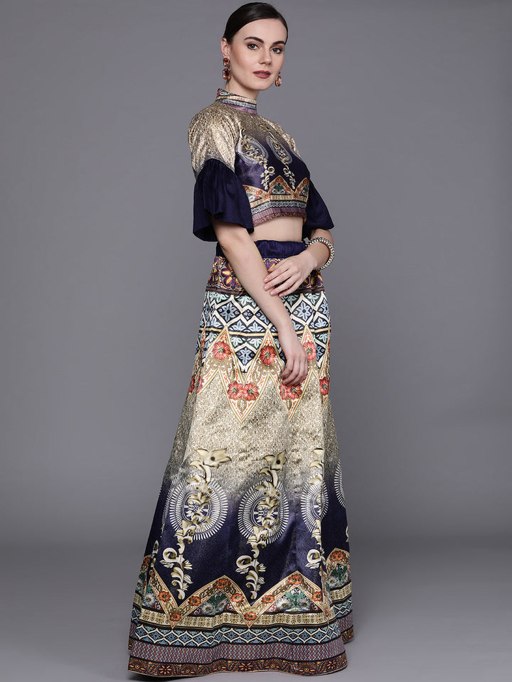 Semi-stitched Digital Print Lehenga Set