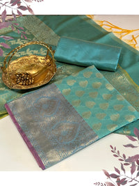 Teal Blue Woven Festive Suit