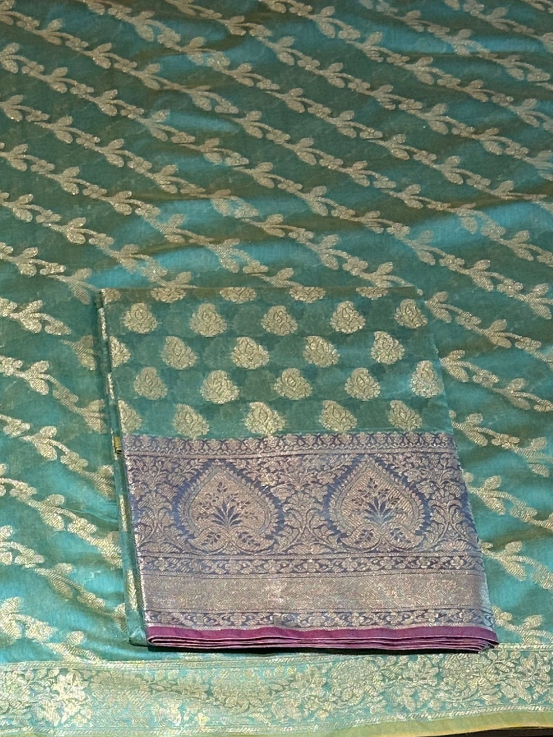 Teal Blue Woven Festive Suit