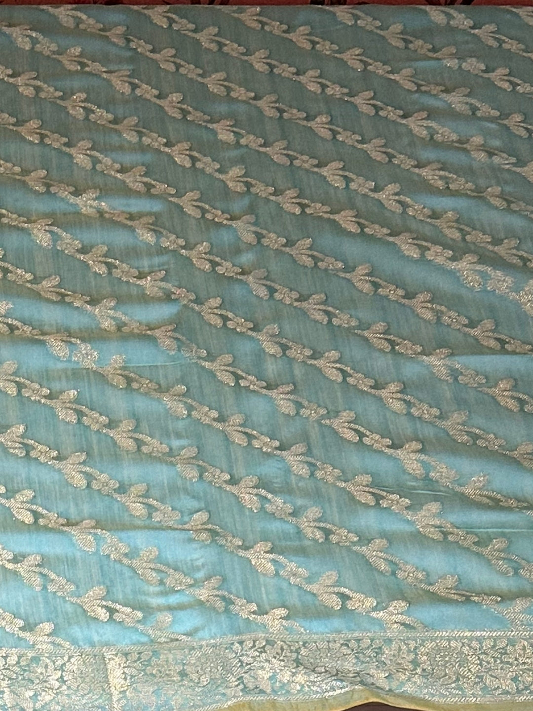 Teal Blue Woven Festive Suit