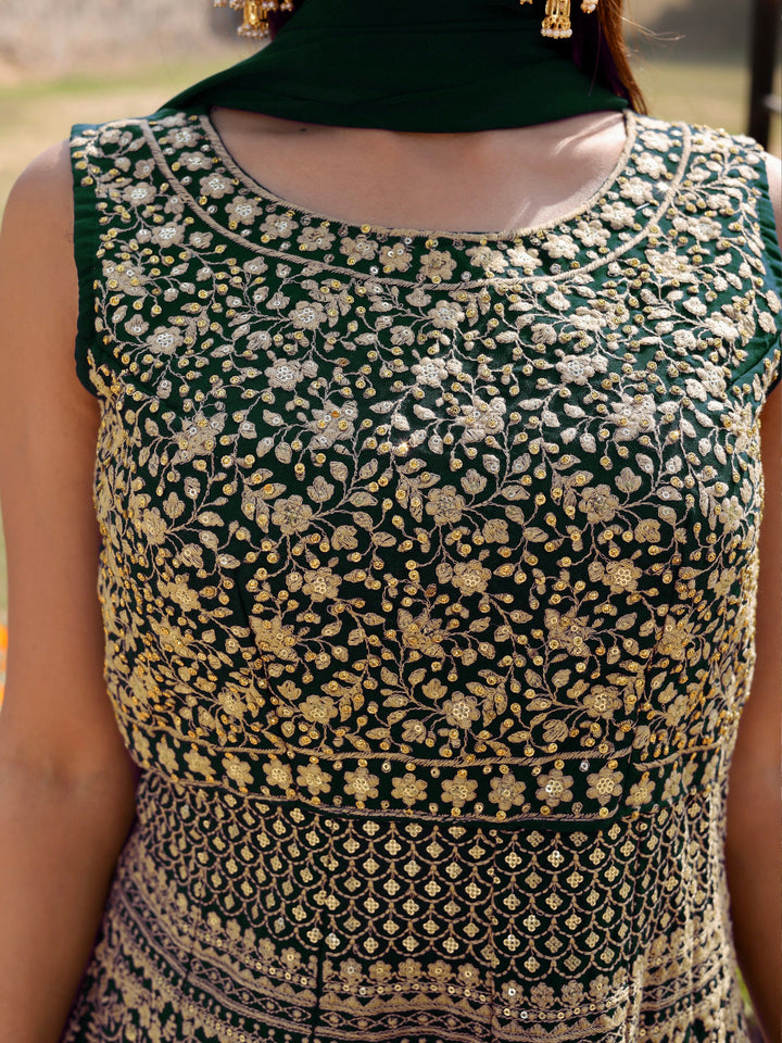 Aari Embroidered Peplum Kurta Sharara Set & Sequin Embellishments