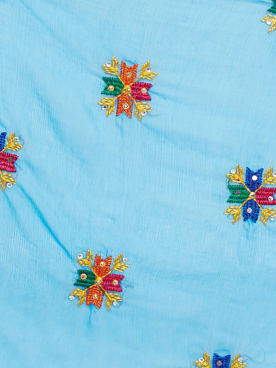 Cotton Dress Material with Floral Resham Phulkari Embroidery