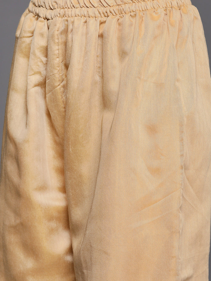 Beige Gotapatti Embroidery Kurta Pallazzo Set