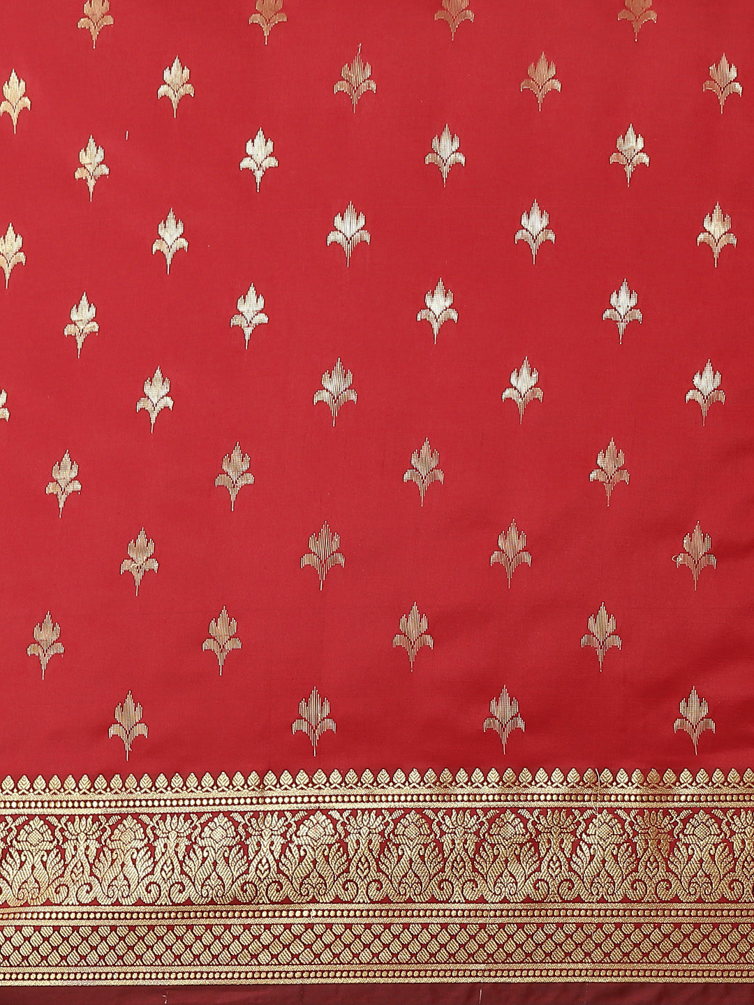 Red Ethnic Motifs Golden Zari Woven Mysore Silk Bridal Handloom Saree