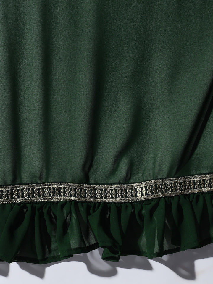 Sequinned Nyraa Style Kurta Set with Embroidered Afghan Harem Pants & Pre-Draped dupatta