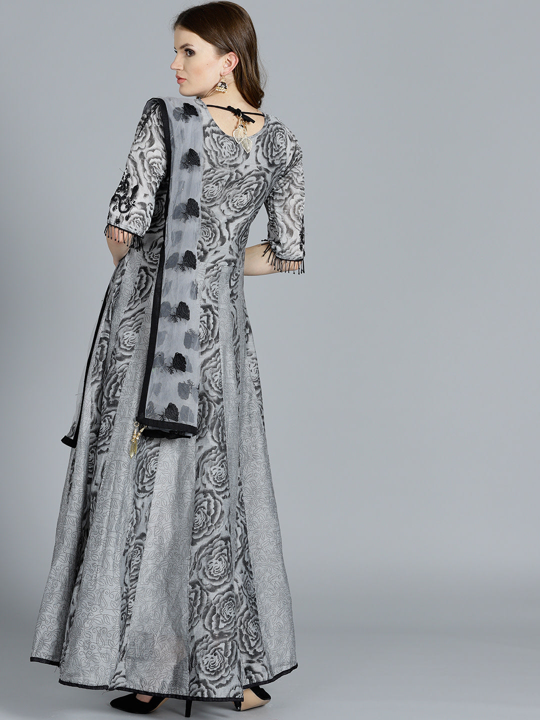 Floral Print Suit with Resham Embroidered Dupatta