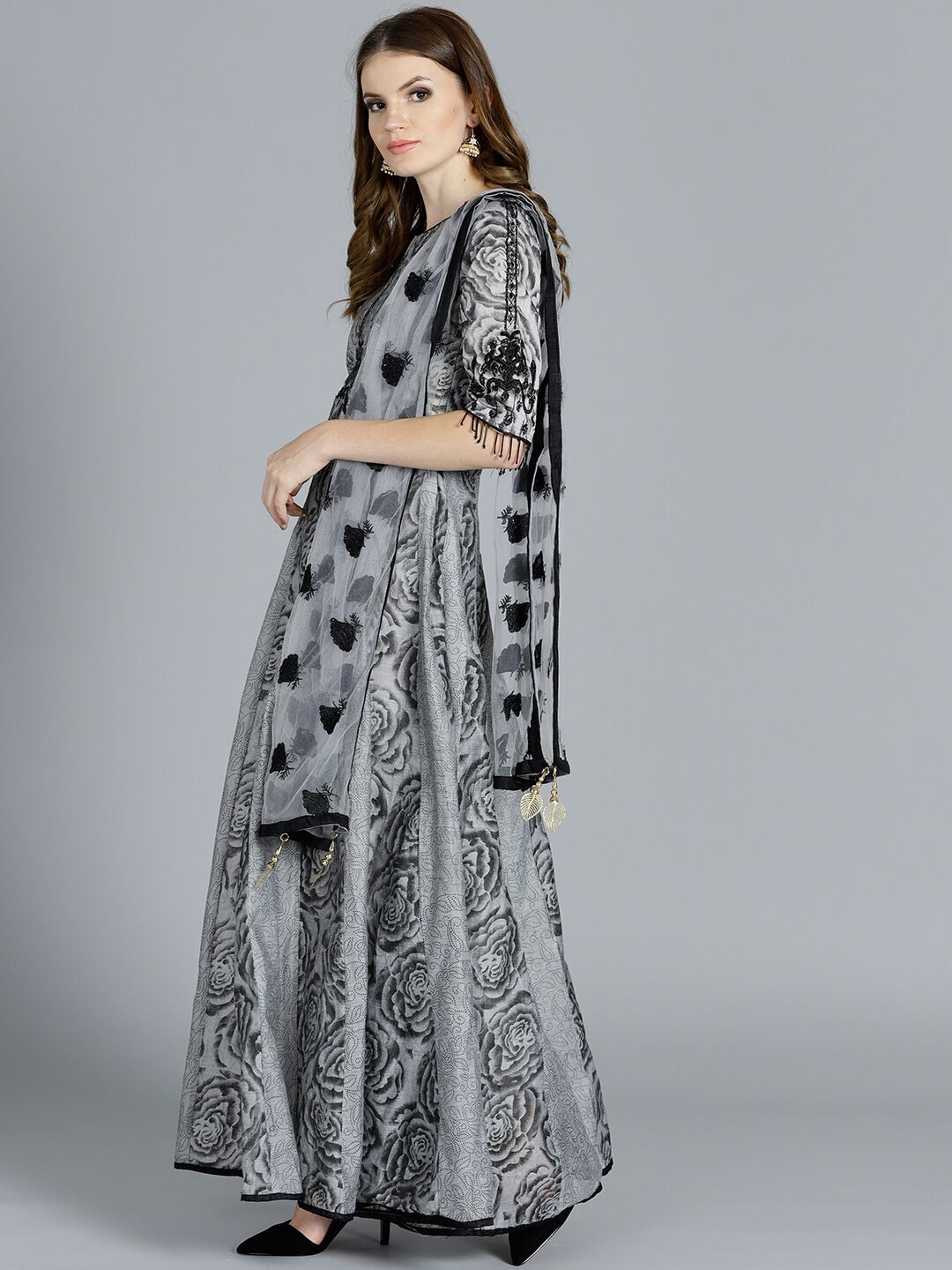 Floral Print Suit with Resham Embroidered Dupatta
