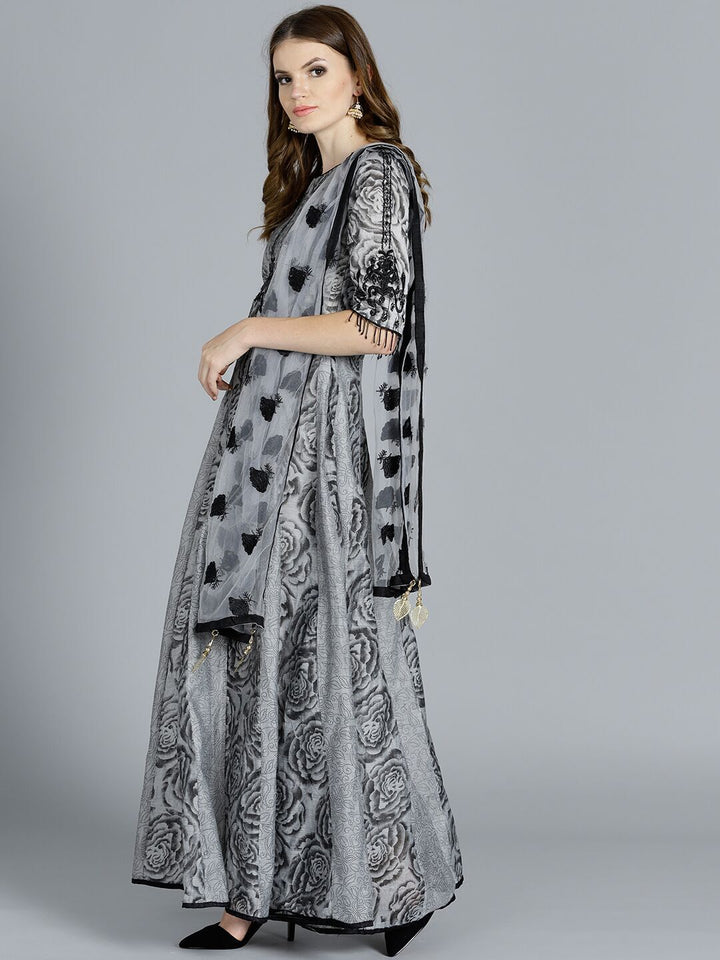 Floral Print Suit with Resham Embroidered Dupatta