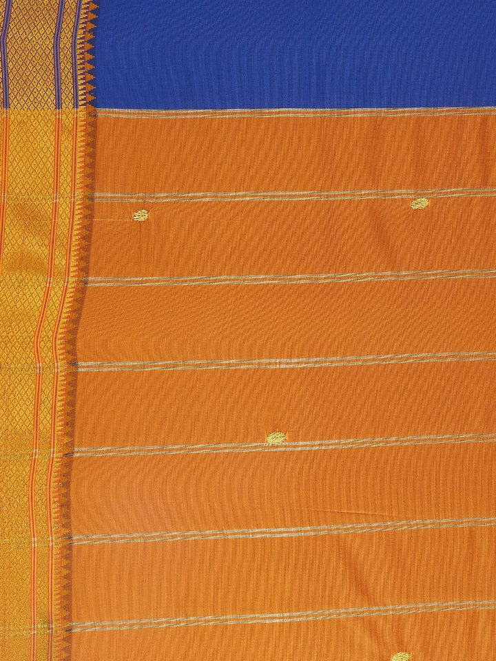 Blue Narayan Peth Silk Saree with Contrast Zari Border