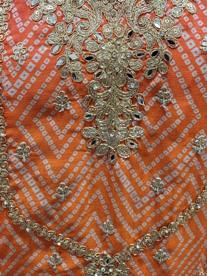 Ombre Bandhani Print Kurta Palazzo Set With Zari, Sequin Embroidery and Diamond Patterns