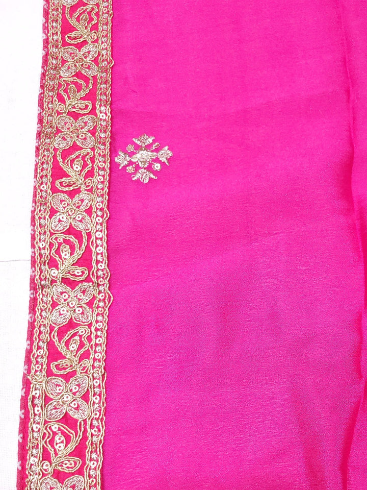 Ombre Bandhani Print Kurta Palazzo Set With Zari, Sequin Embroidery and Diamond Patterns