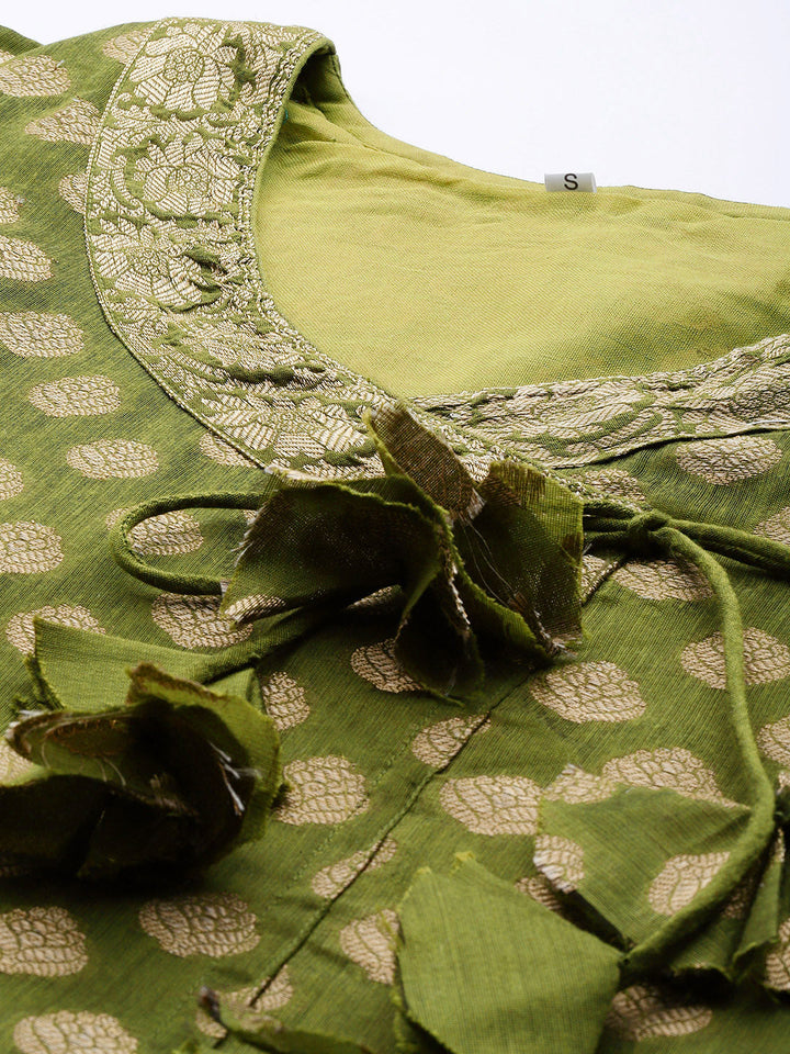 Made to Measure Green Banarasi Weaving Patiala Salwar Kurta Set & Handloom Dupatta