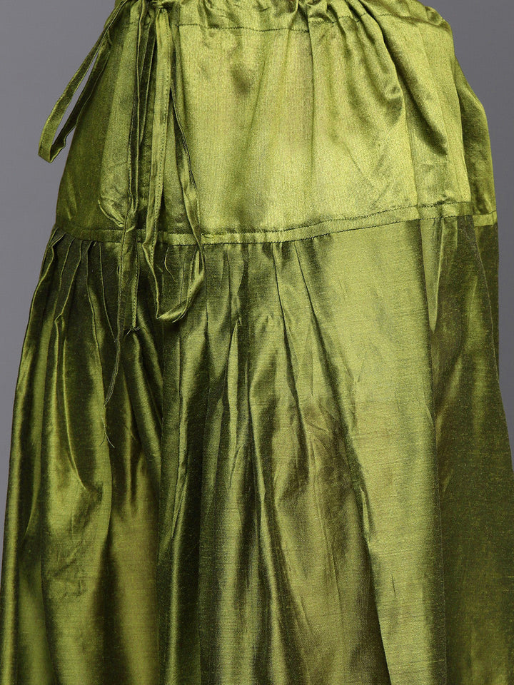 Green Banarasi Weaving Unstitched Suit Salwar Set & Handloom Dupatta