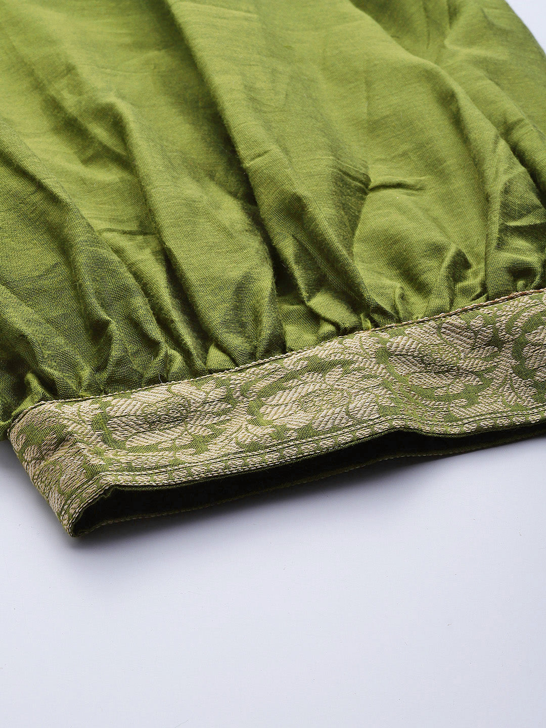 Green Banarasi Weaving Unstitched Suit Salwar Set & Handloom Dupatta
