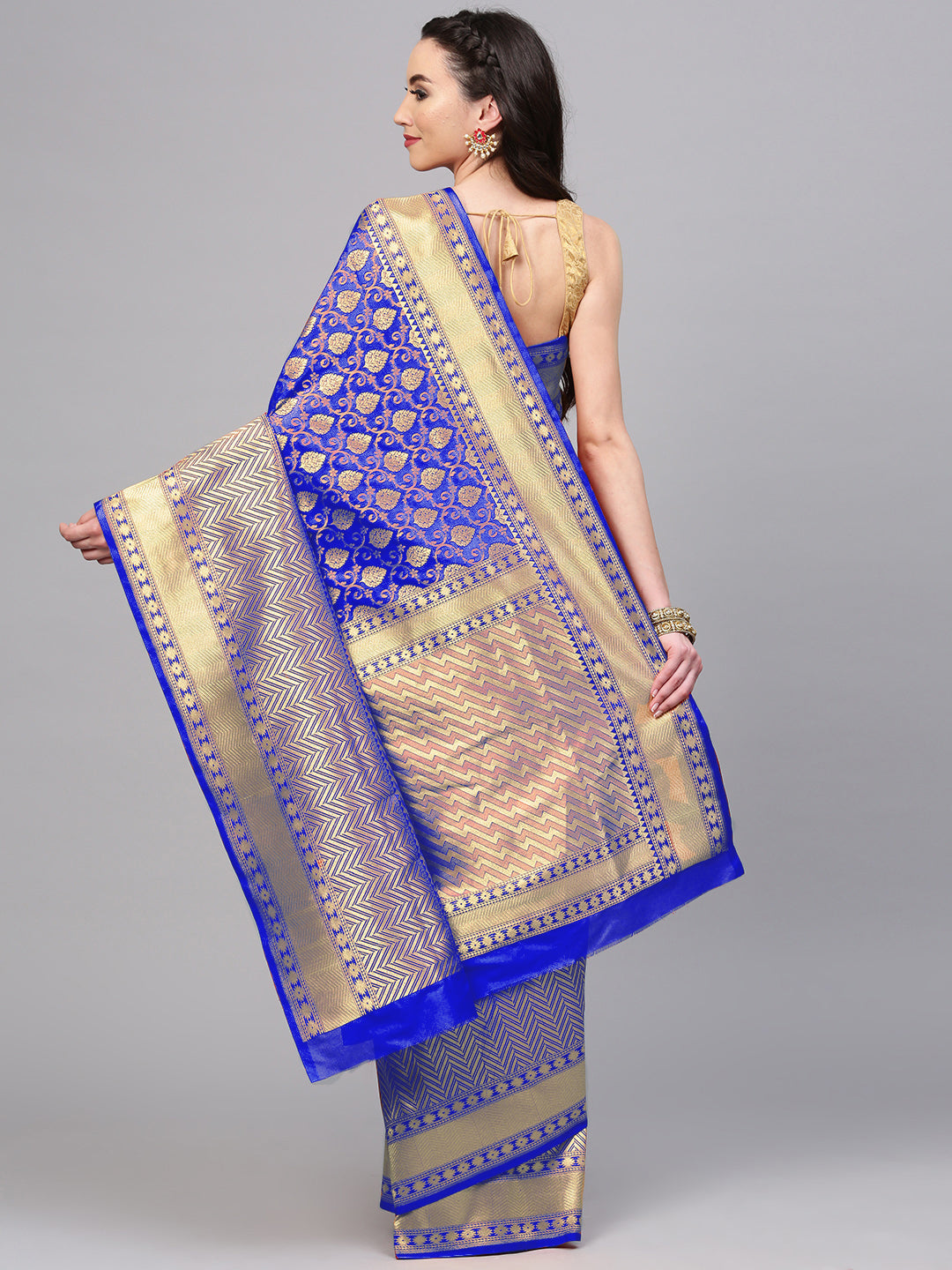 Banarasi Handloom Silk Saree with Zari Woven Floral Motifs