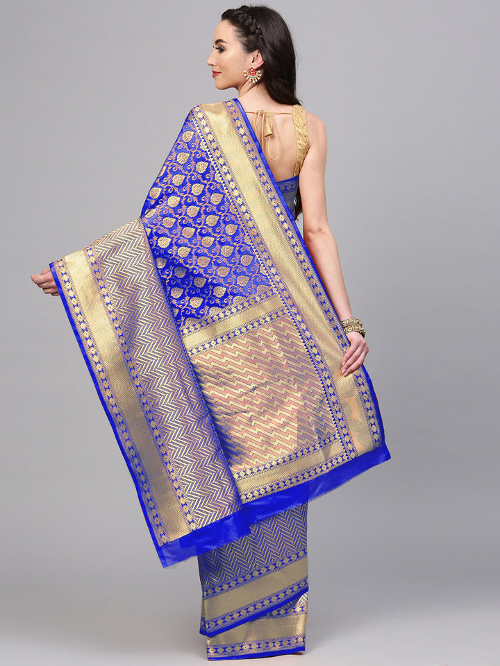 Banarasi Handloom Silk Saree with Zari Woven Floral Motifs