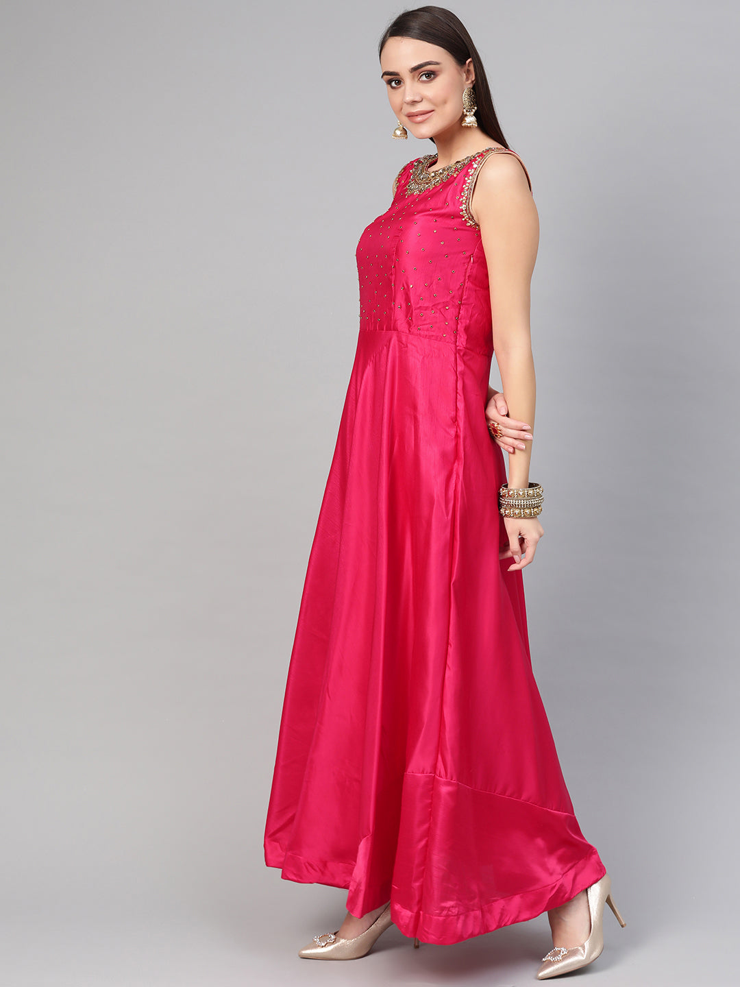 Anarkali Kurta Set with Kundan Embellishments