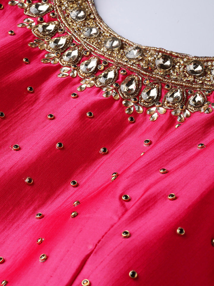 Anarkali Kurta Set with Kundan Embellishments