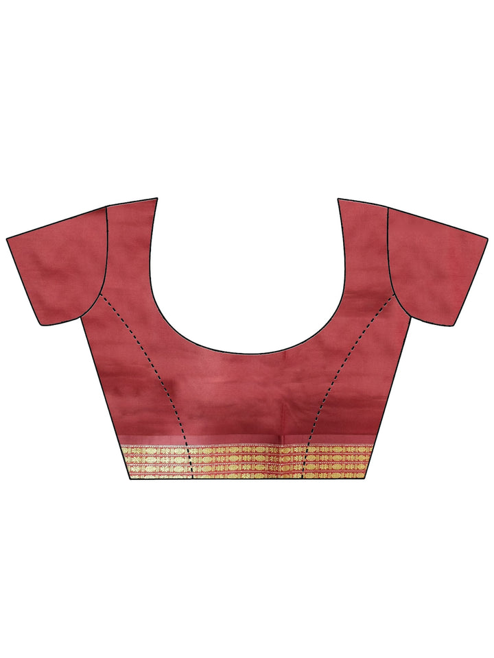 Traditional Narayan Peth Silk Saree with Contrast blouse and Zari weaving