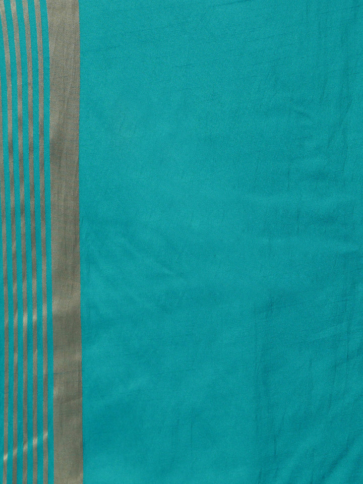Zari Striped Satin Silk Saree with Contrast Brocade Blouse
