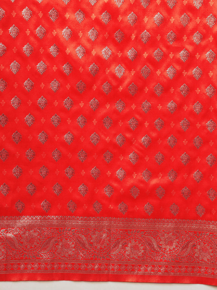 Resham & Zari Woven Traditional Silk Banarasi Saree with Ethnic ambi Motifs