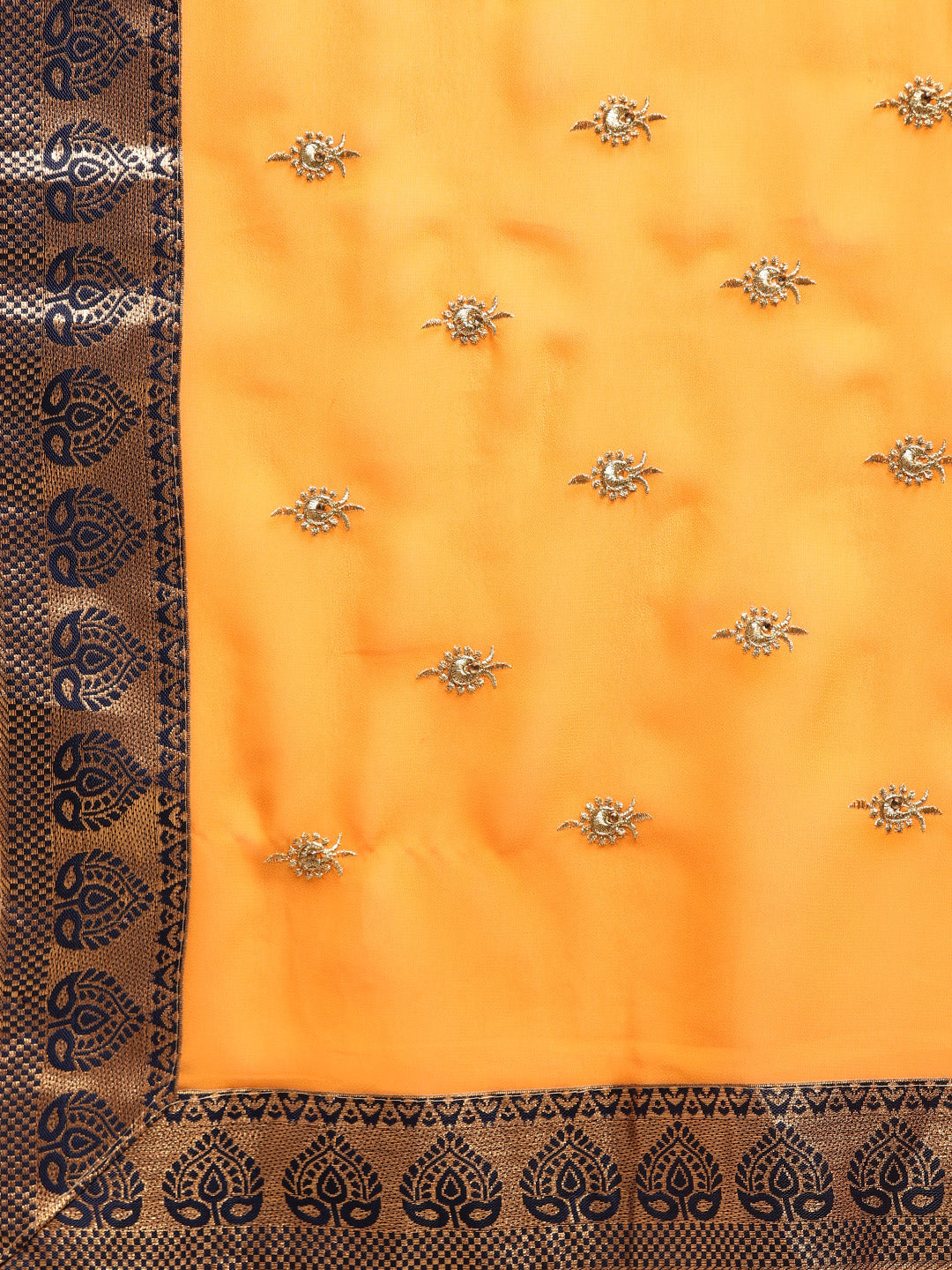 Georgette Embroidered Saree with Brocade Border and Crystal Work