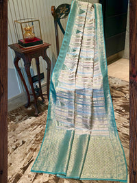 Green and Gold Striped Silk Saree