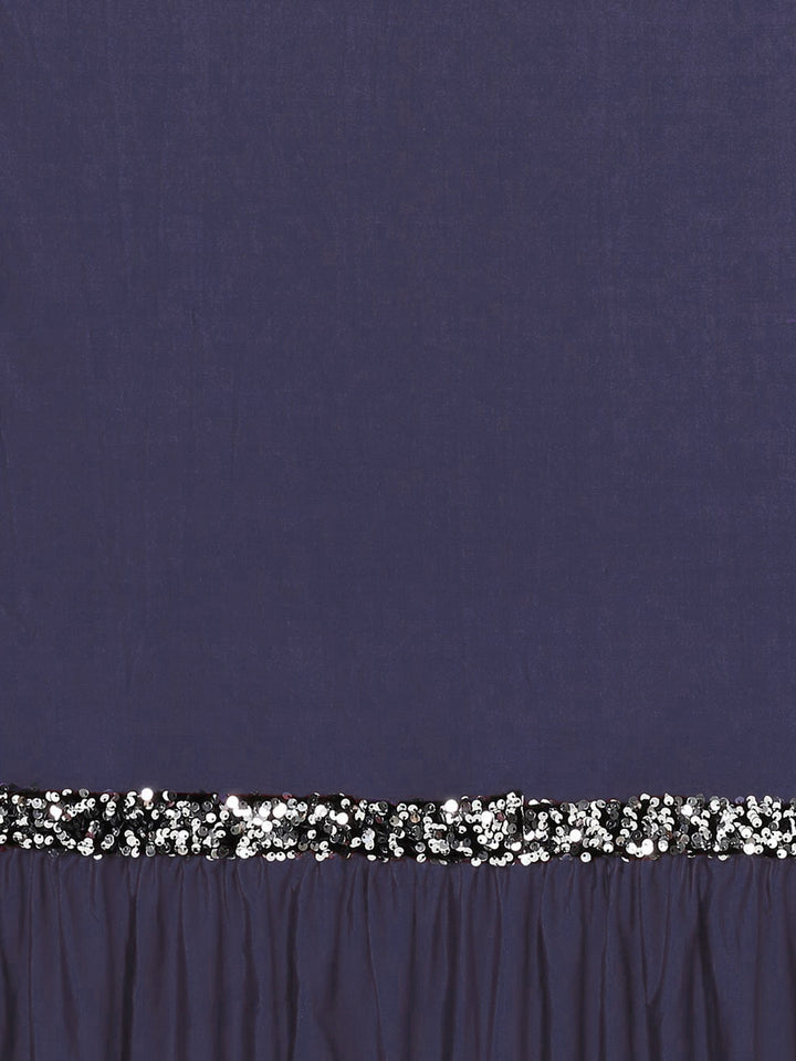 Ruffled Saree with SIlver Sequence Embellishments